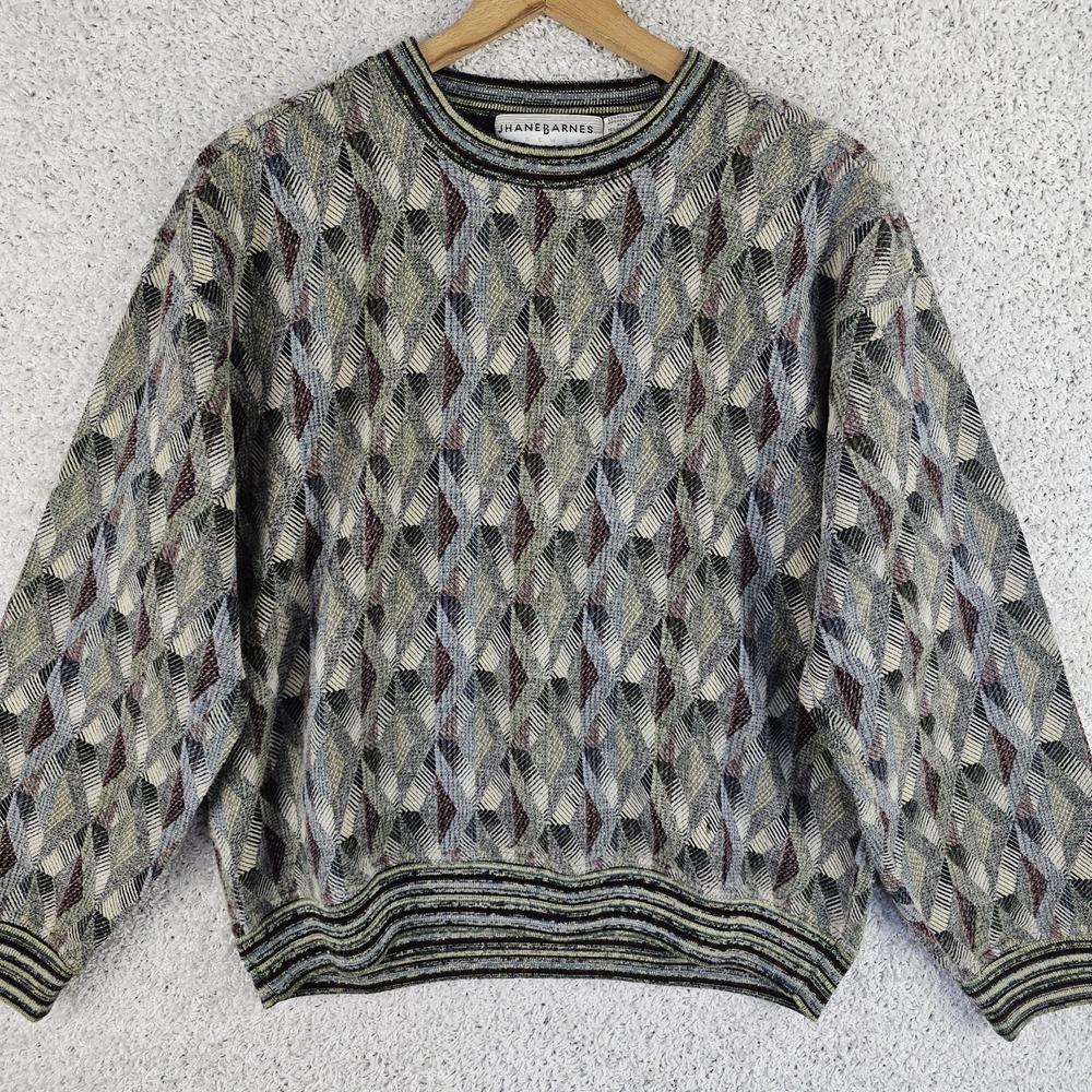 Vintage Jhane Barnes Wool Blend Sweater Mens Large Pullover Geometric 90s Baggy